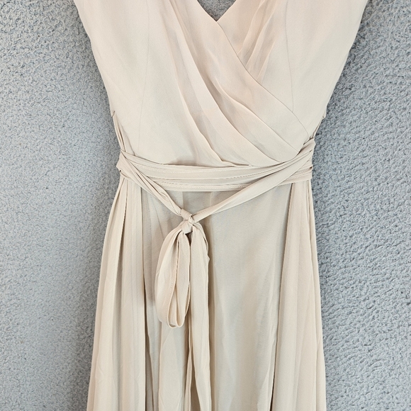 After Six Gown Womens Sz 14R Champagne Lux Chiffon Draped Flowy Romantic **READ* - Picture 4 of 14